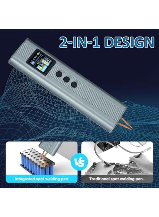 A battery-operated, handheld spot welder with a 1.33-inch TFT display and nickel tips; a spot welder with 11 adjustable levels; suitable for welding 0.1 to 0.3 mm thick nickel-plated steel strips from Iakam. - Image 3